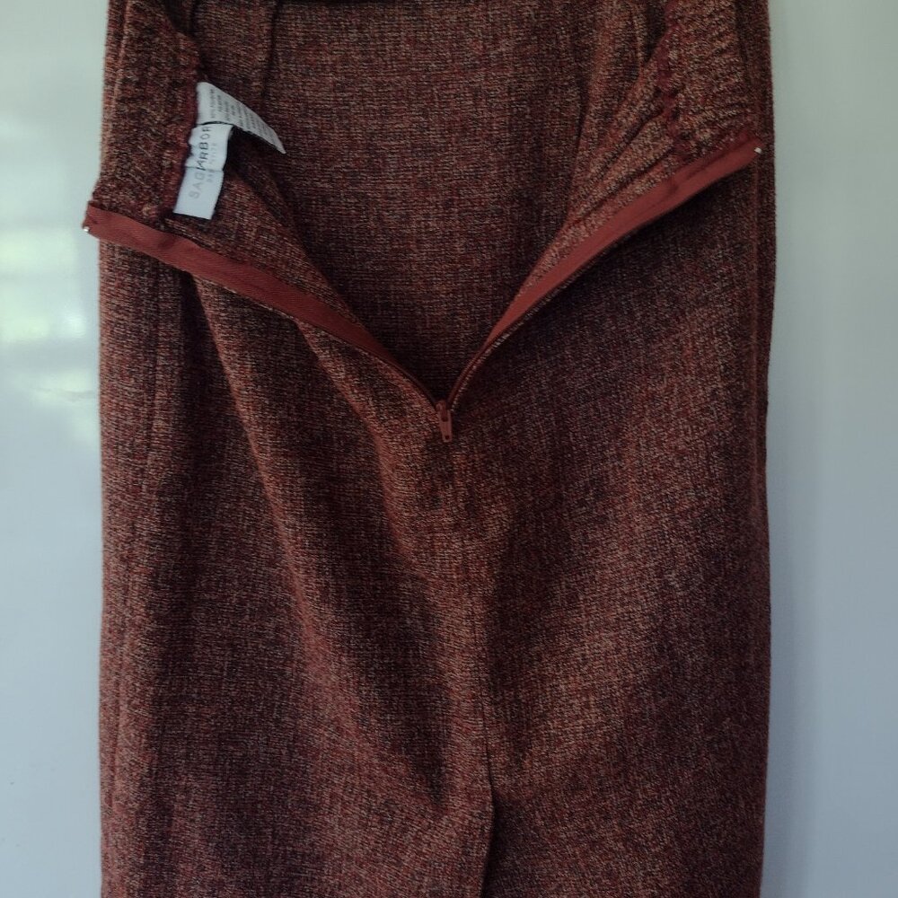 Sag Harbor Burgundy Shawl Collar Jacket and Skirt Set - Picture 4 of 6